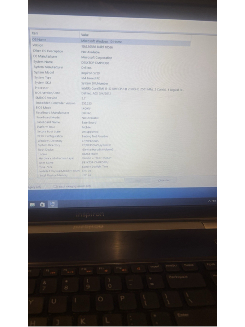 Dell Inspiron 5720 17.3" Laptop Intel i5 8GB RAM 1TB SSD Windows 10 w/ Charger - Picture 6 of 6